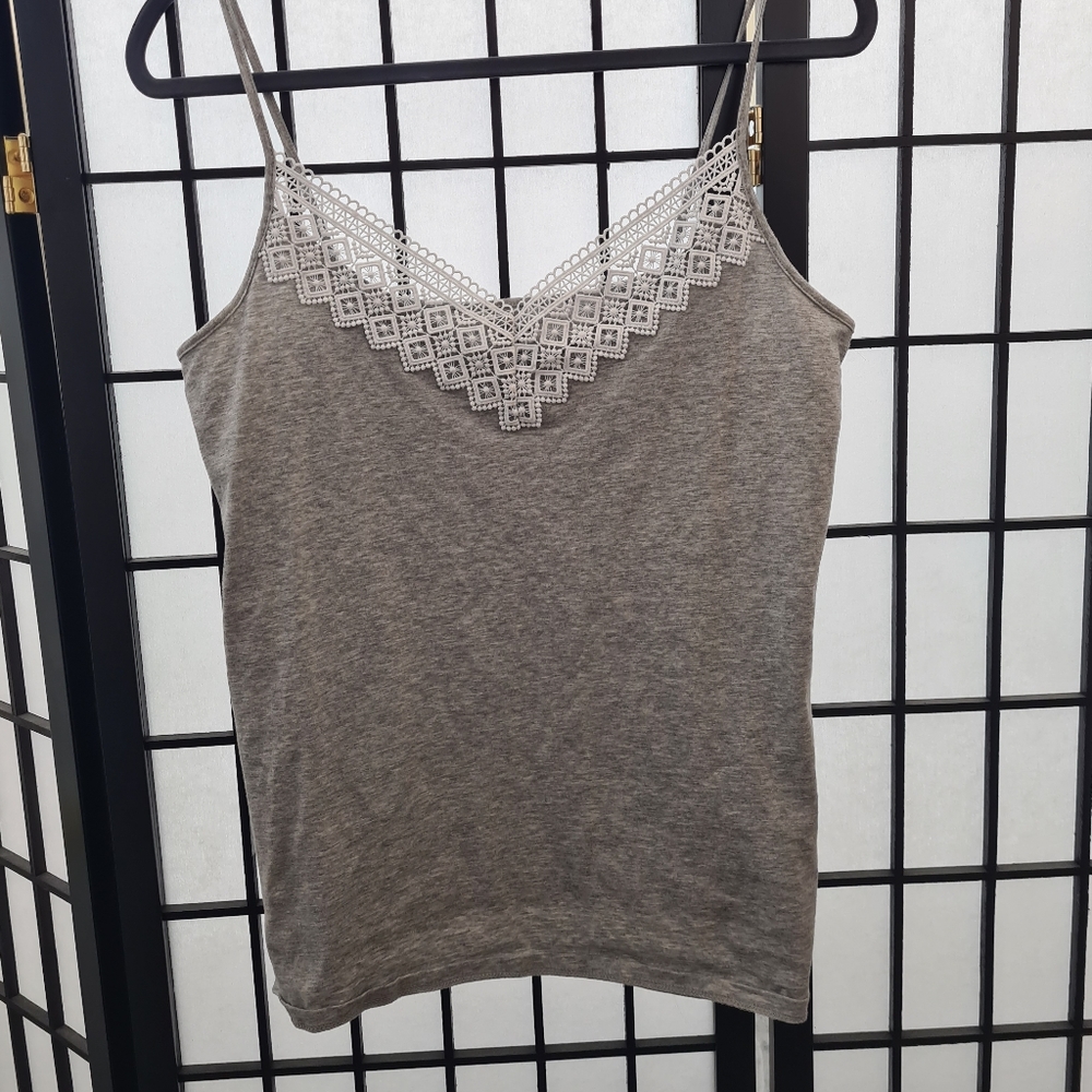 Loft lace embellished tank top